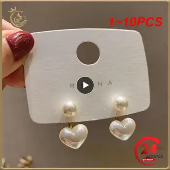 1~10PCS Nauja korėjiečių mados širdies formos perlų kablio auskarai moterims Vakarėliai Prabangūs papuošalų aksesuarai moterims Pendientes