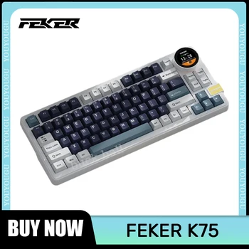 Feker K75 žaidimų mechaninė klaviatūra su rankenėlės ekranu 