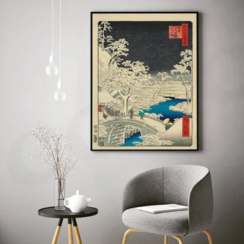Japonų Ukiyoe meno drobės tapyba Vintage Viewscape Plakatas Sieniniai paveikslėliai svetainei HD paveikslėlis Namų dekoravimas