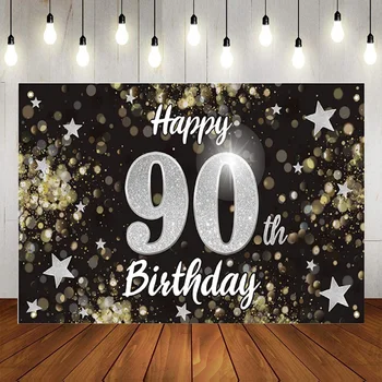 Laimingo 90-ojo gimtadienio vakarėlio dekoracijos Fotografija Fono reklamjuostė 90 gimtadienio reikmenų auksinis rožinio fono reklamjuostės plakatas