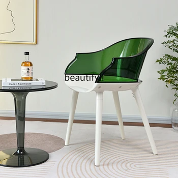 Nordic Simple Transparent Dining Chair Designer Home Fotelis Porankis akrilo kėdė