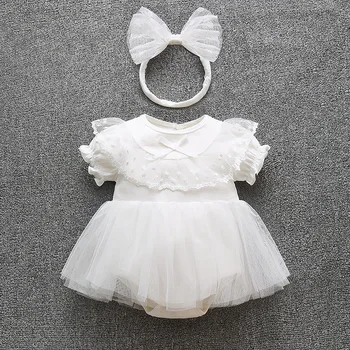 Princess Baby Girl Summer Dress 2023 Nėriniai Baltos tiulio suknelės Kūdikių vakarėlio drabužių apranga