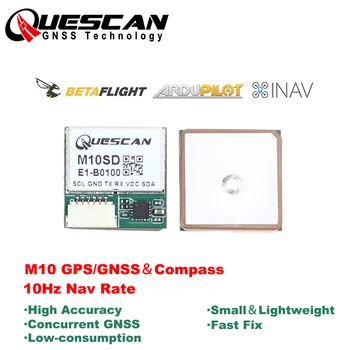 QUESCAN didelio tikslumo 10Hz GPS kompaso modulis Tiny M10SD skirtas FPV RC dronui INVA BF F4F7H7 UBX M10 GNSS modulis NMEA&UBX 115200
