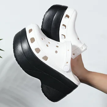 Super High 10cm sandalai Vasarinės moteriškos šlepetės Platforma Sandalai Lauke 2 Storos gatvės paplūdimio šlepetės Šlepetės Sodo batai