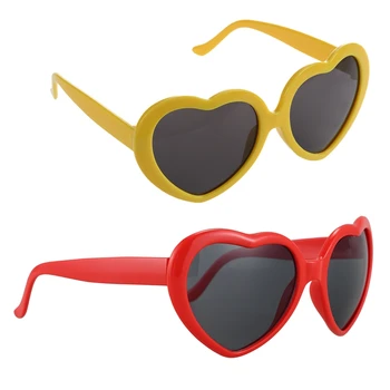 retro meilės širdies forma Lolitos akiniai nuo saulės Fancy Dress Party HOT - Raudona ir vasariška meilė Širdies forma Akiniai nuo saulės Geltona